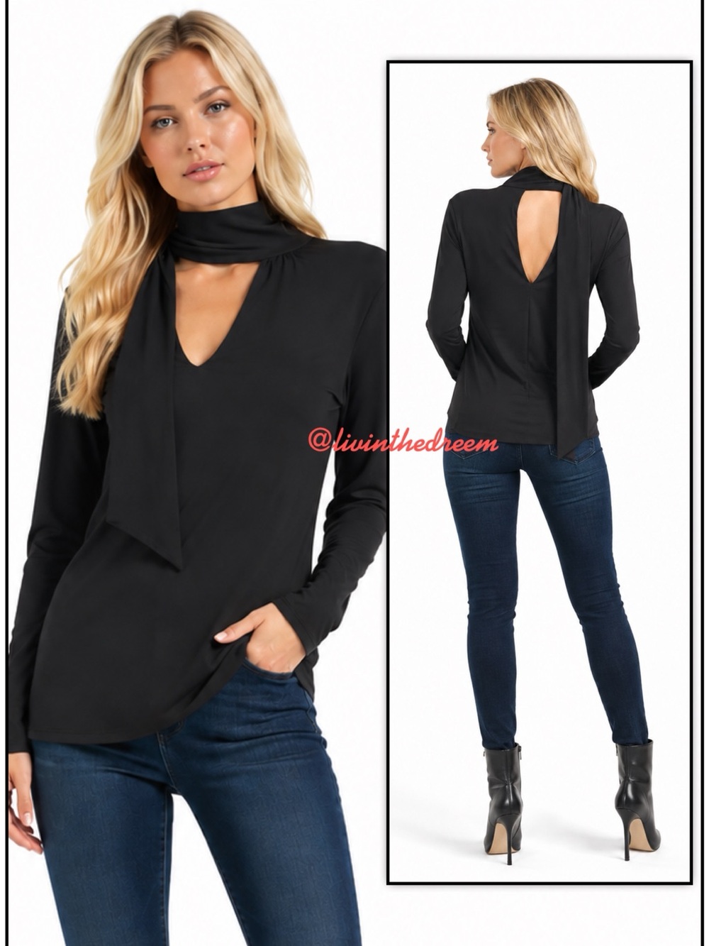 #T1148 JULIAN CHANG TIE NECK LONG SLEEVE TOP SZ S $129